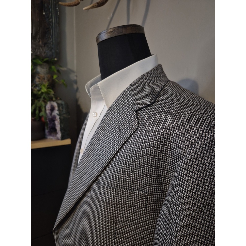 Hickey Freeman Mens 44R Wool Silk Sport Coat Navy Multi Geometric USA Q481